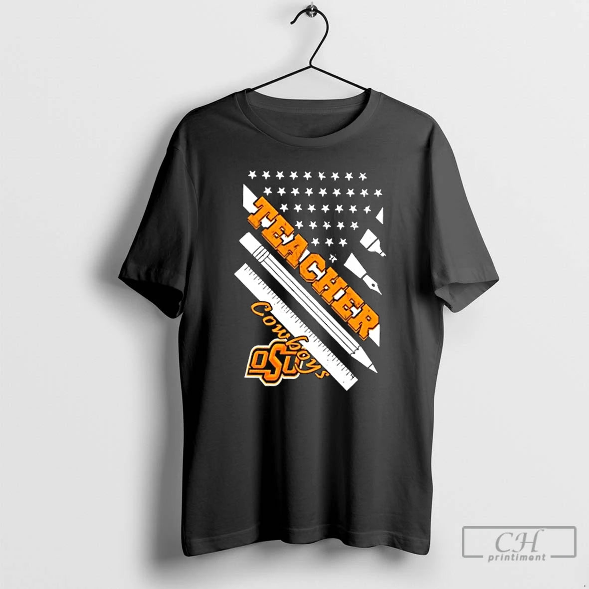Premium Oklahoma State Cowboys X Teacher American Flag T-Shirts, Hoodie, Sweatshirt | PopFlextees.com