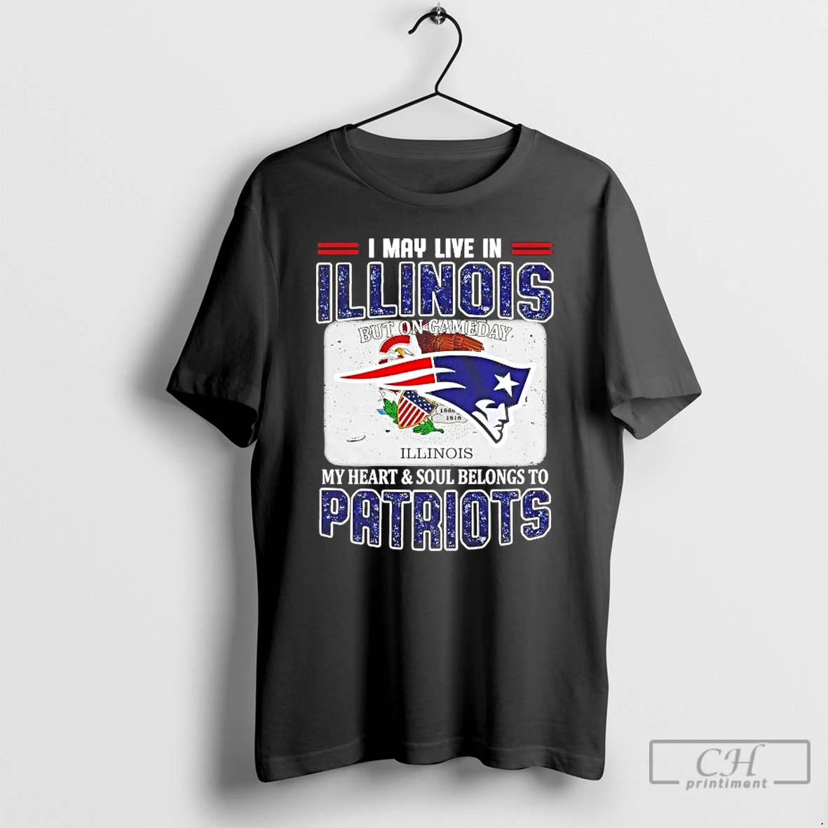 Premium On Gameday My Heart And Soul Belongs To Patriots I May Live In Illinois T-Shirts, Hoodie, Sweatshirt