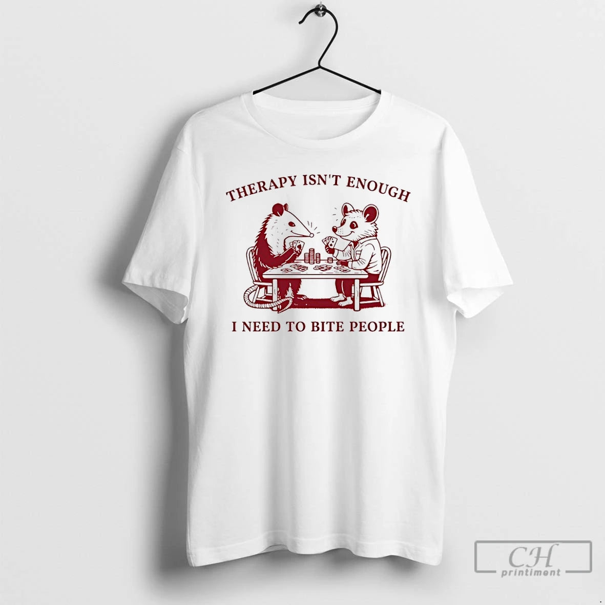 Premium Opossum Therapy Isnt Enough I Need To Bite People T-Shirts, Hoodie, Sweatshirt | PopFlextees.com