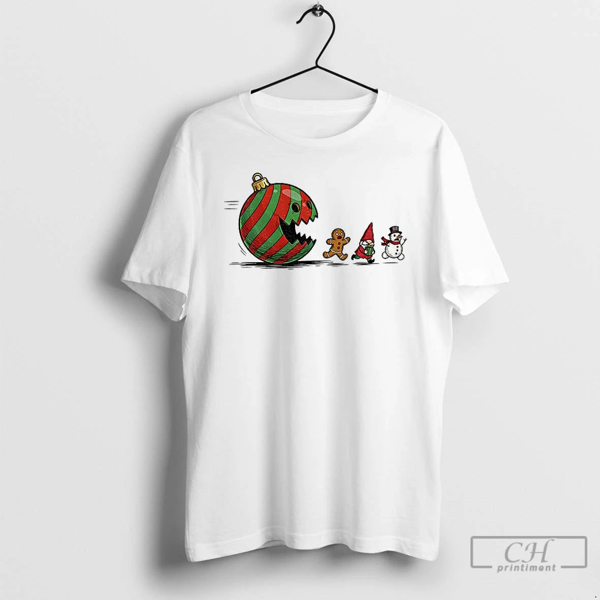 Premium Pac Man Gingerbread Gnome Snowman Santa Merry Christmas T-Shirts, Hoodie, Sweatshirt | PopFlextees.com