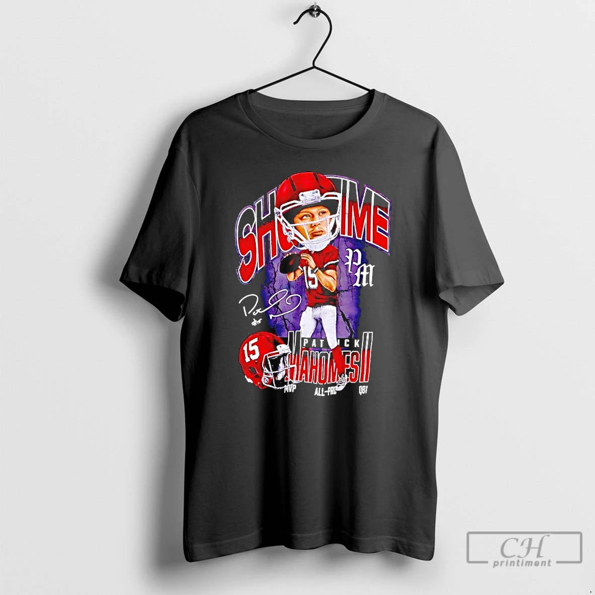 Premium Patrick Mahomes Ii Kansas City Chiefs Showtime Signature Caricature T-Shirts, Hoodie, Sweatshirt | PopFlextees.com