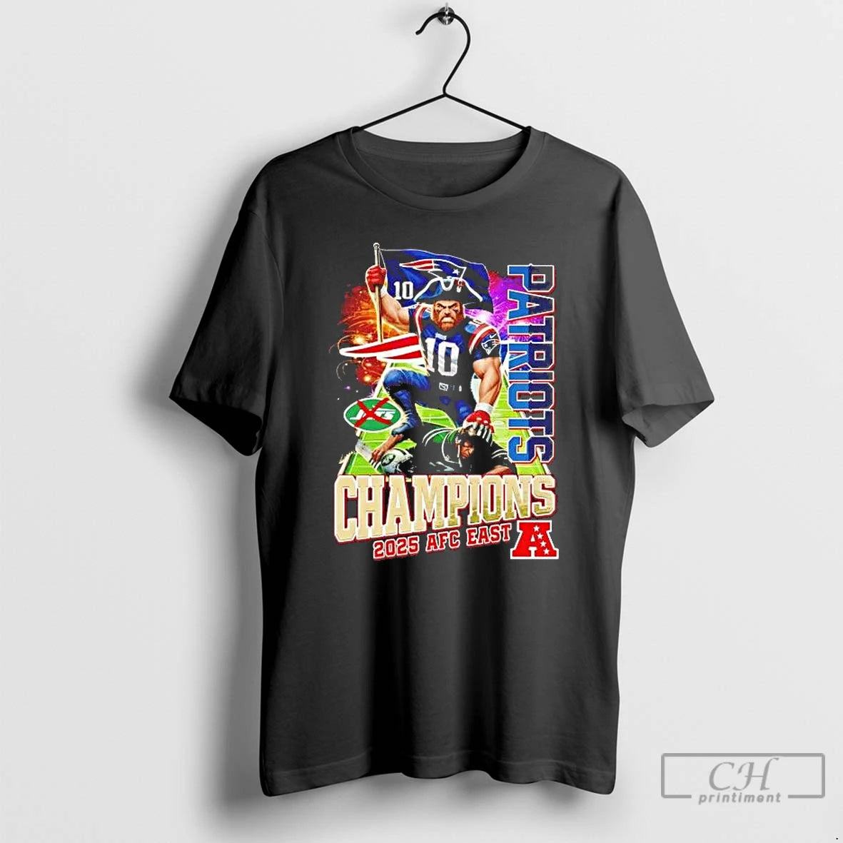 Premium Patriots 2025 Afc East Champions Mascot Flag T-Shirts, Hoodie, Sweatshirt | PopFlextees.com