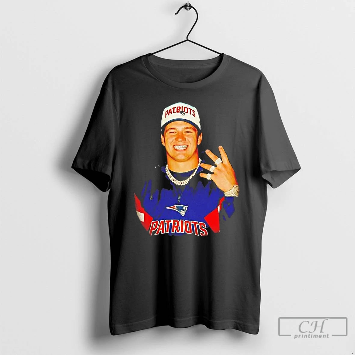 Premium Patriots Drake Maye Grillz And Rings Portrait T-Shirts, Hoodie, Sweatshirt | PopFlextees.com