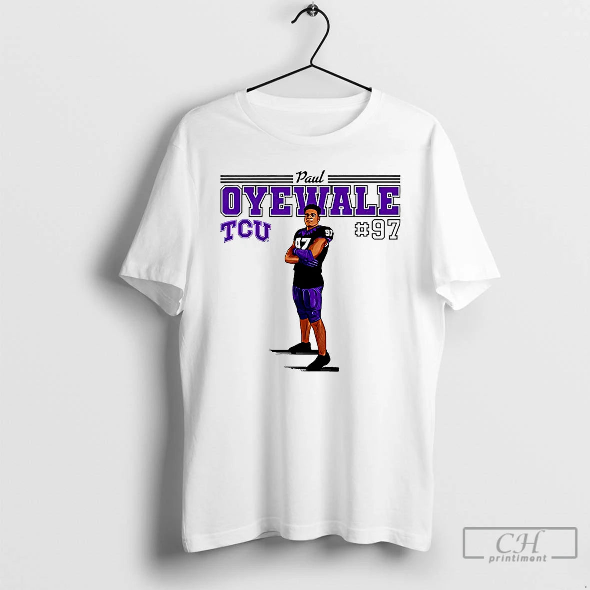 Premium Paul Oyewale Tcu Football Ncaa Caricature T-Shirts, Hoodie, Sweatshirt | PopFlextees.com