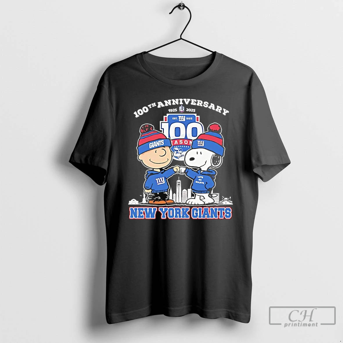 Premium Peanuts X New York Giants 1925 2025 100th Anniversary T-Shirts, Hoodie, Sweatshirt | PopFlextees.com