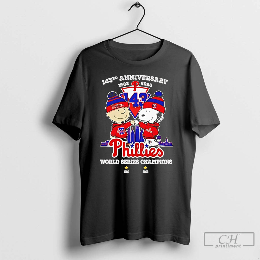 Premium Peanuts X Philadelphia Phillies 143th Anniversary 1883 2026 2x World Series Champions T Shirts Hoodie, Sweatshirt