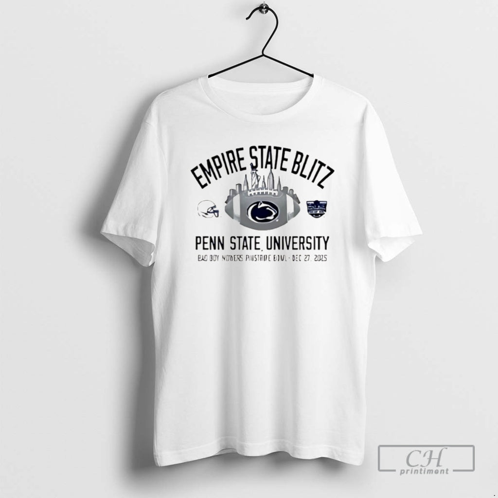 Penn State 2025 Pinstripe Bowl Empire State Blitz City Skyline Shirt T-Shirts, Hoodie, Sweatshirt