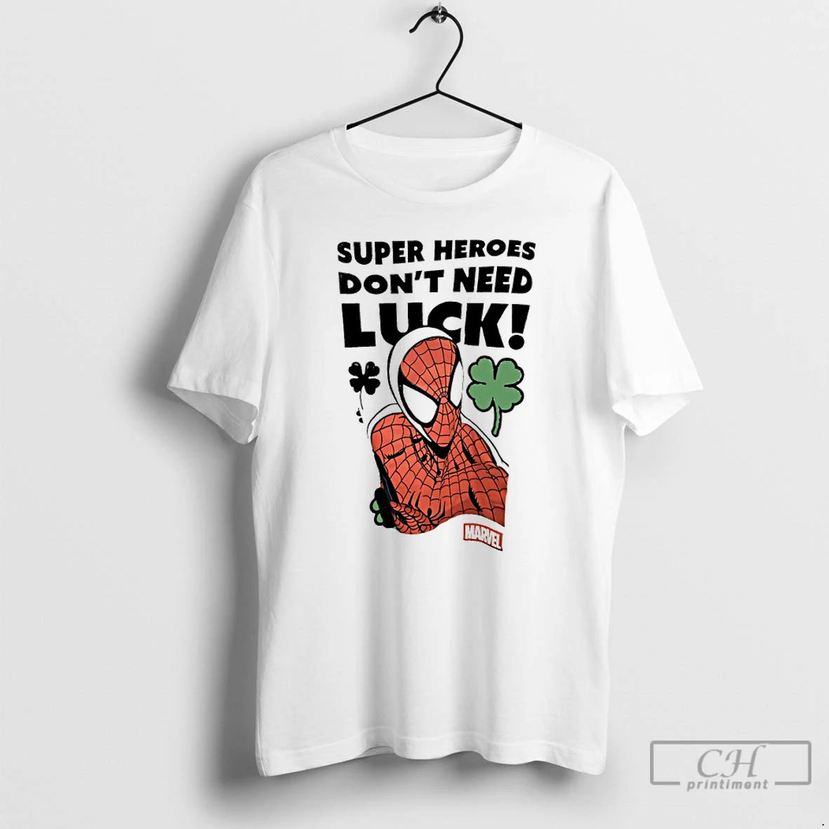 Premium Peter Parker Super Man Super Heroes Dont Need Luck Funny T-Shirts, Hoodie, Sweatshirt | PopFlextees.com