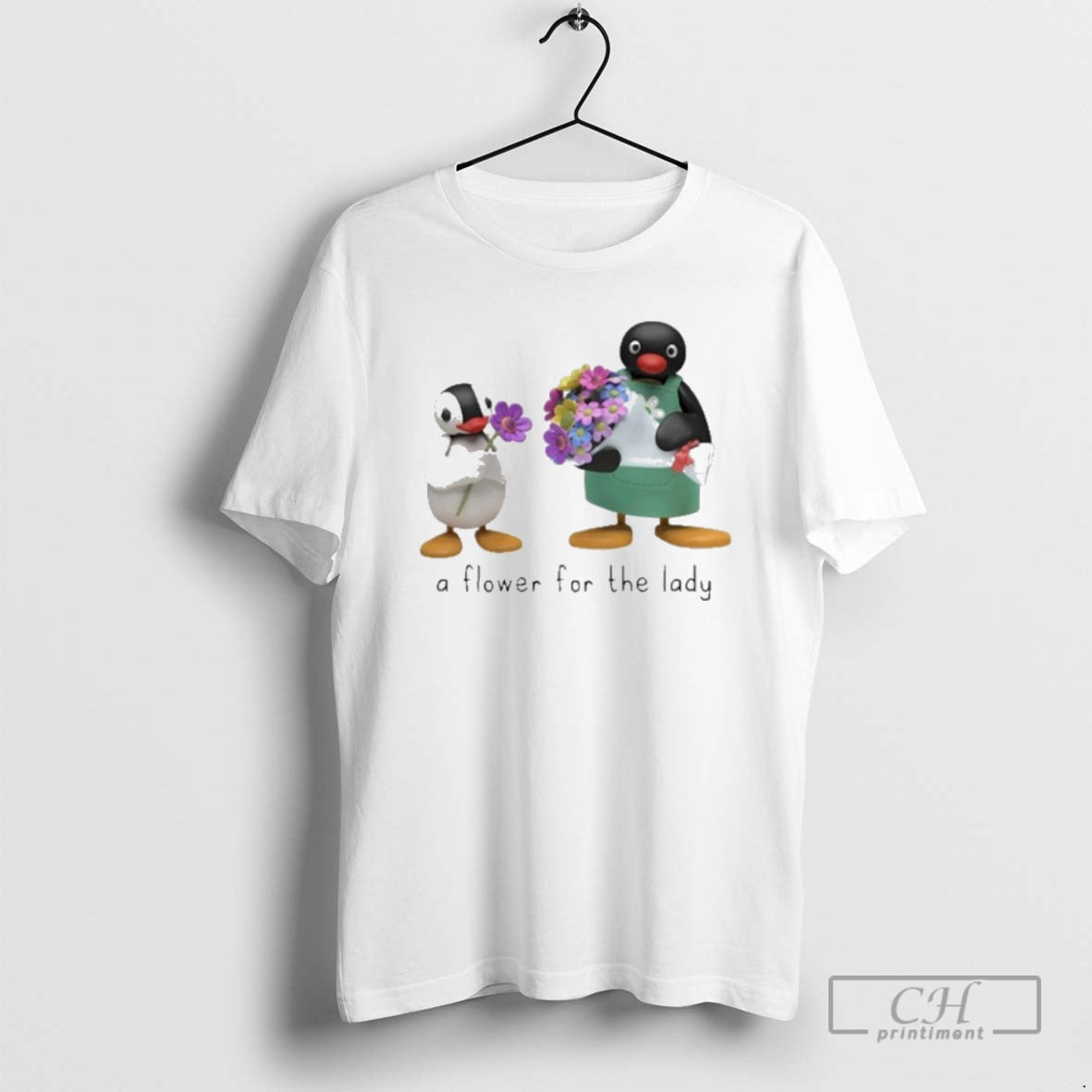Premium Pingu And Pinga A Flower For The Lady Shirt Sweater Hoodie, Sweatshirt | PopFlextees.com