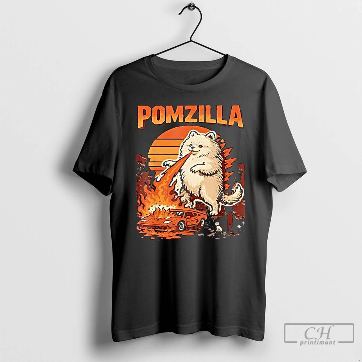 Premium Pomzilla Pomeranian Godzill Dog Monster Pom Dog Lover T-Shirts, Hoodie, Sweatshirt | PopFlextees.com