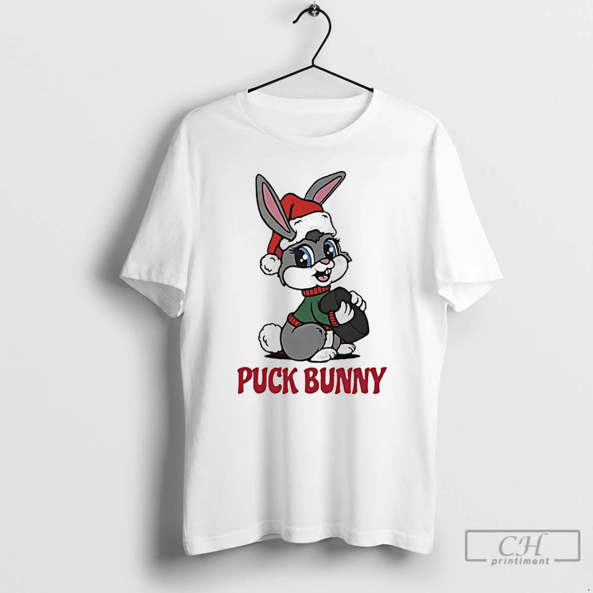 Premium Puck Bunny Hockey Christmas Santa T-Shirts, Hoodie, Sweatshirt | PopFlextees.com
