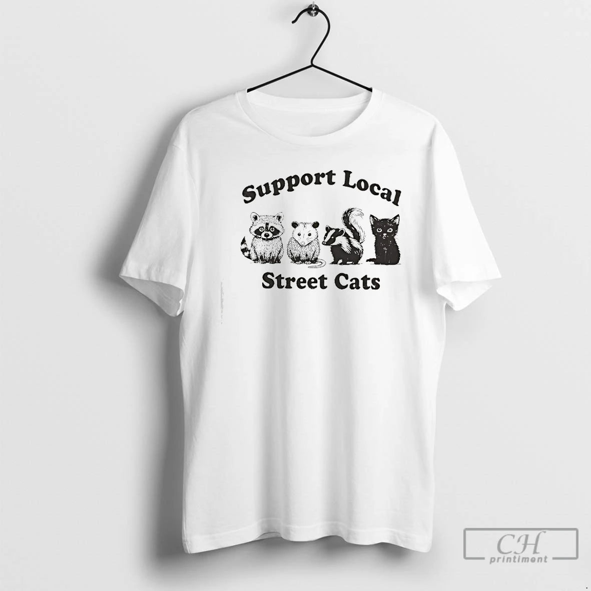 Premium Raccoon Opossum Skunk Black Cat Support Local Street Cats T-Shirts, Hoodie, Sweatshirt | PopFlextees.com
