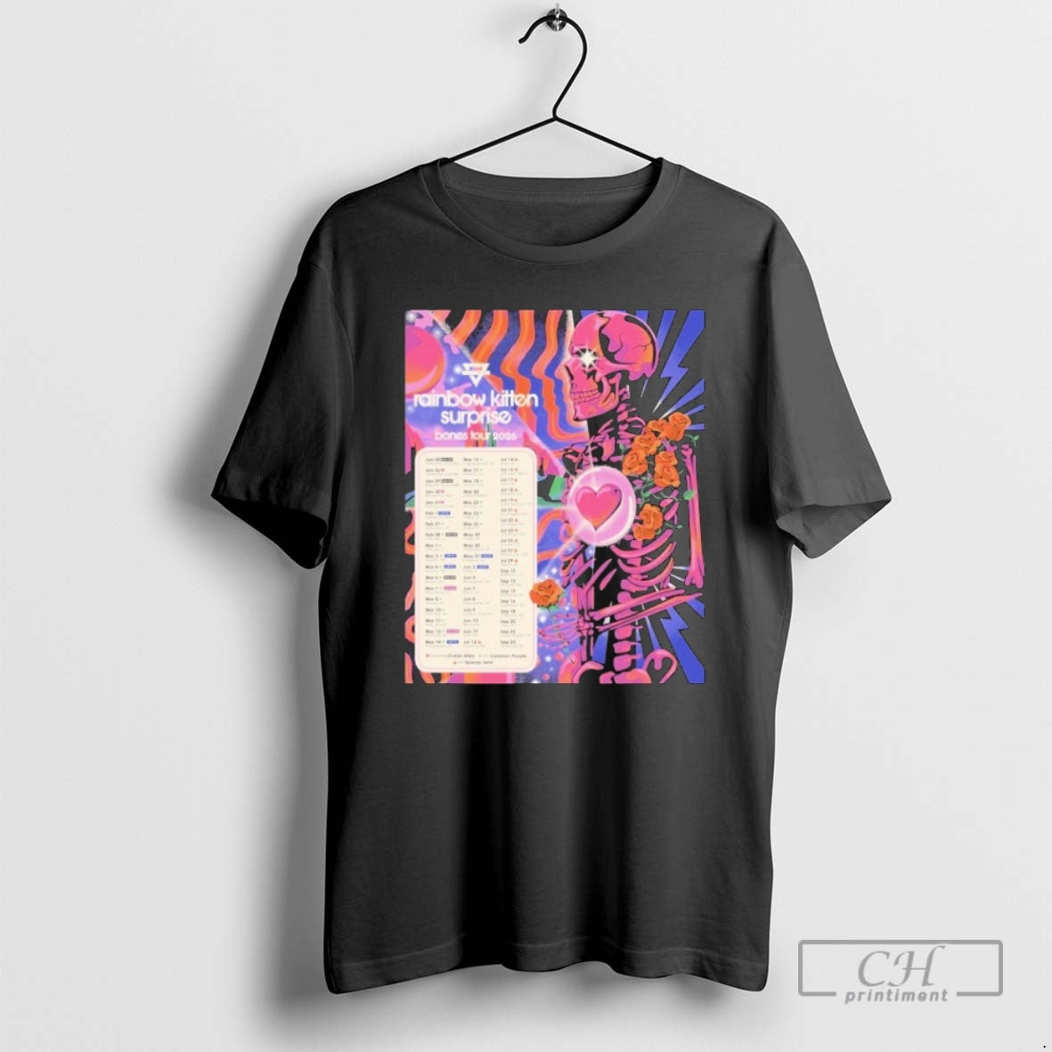 Rainbow Kitten Surprise Bones Tour 2026 Skeleton Heart Shirt T-Shirts, Hoodie, Sweatshirt