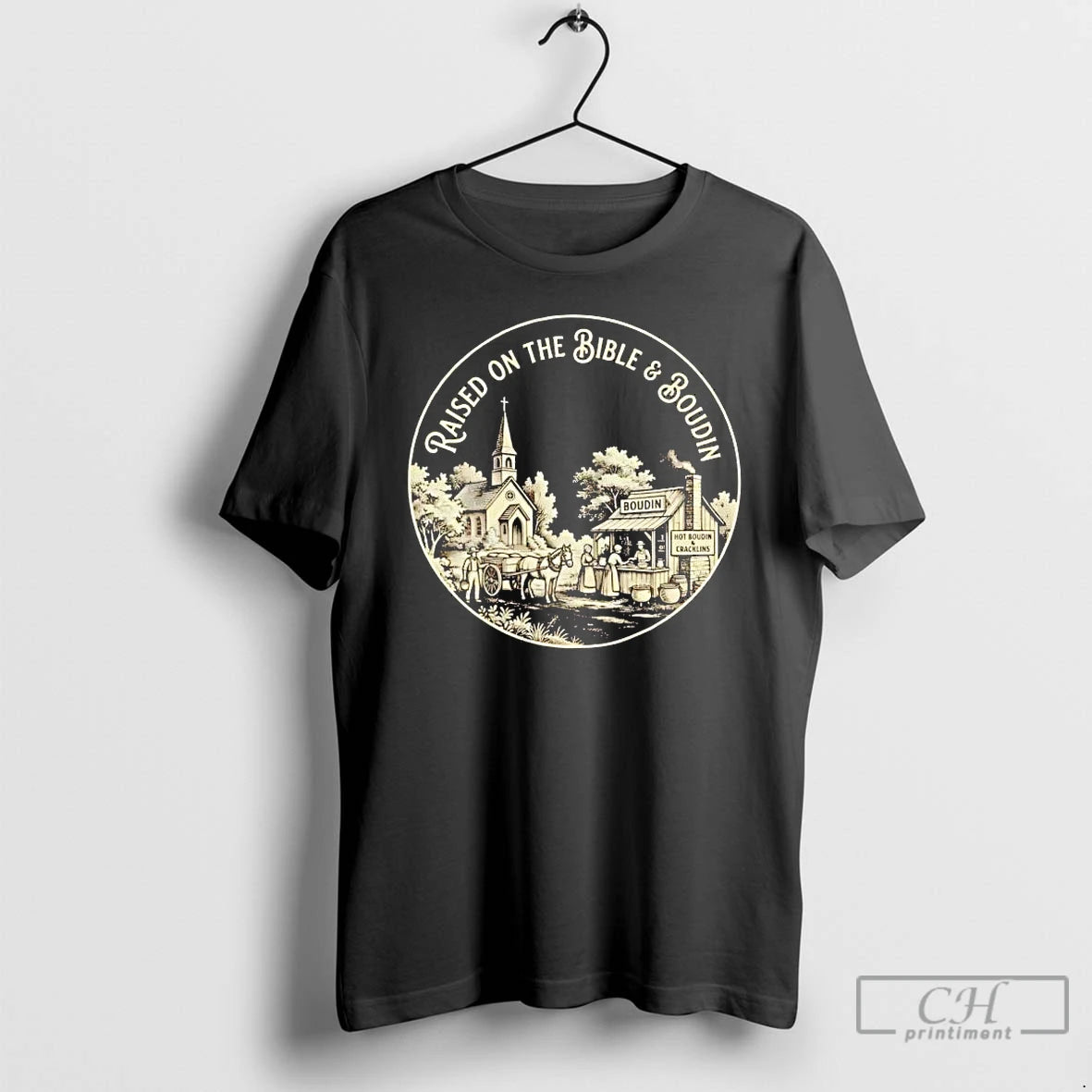 Premium Raised On The Bible And Boudin T-Shirts, Hoodie, Sweatshirt | PopFlextees.com