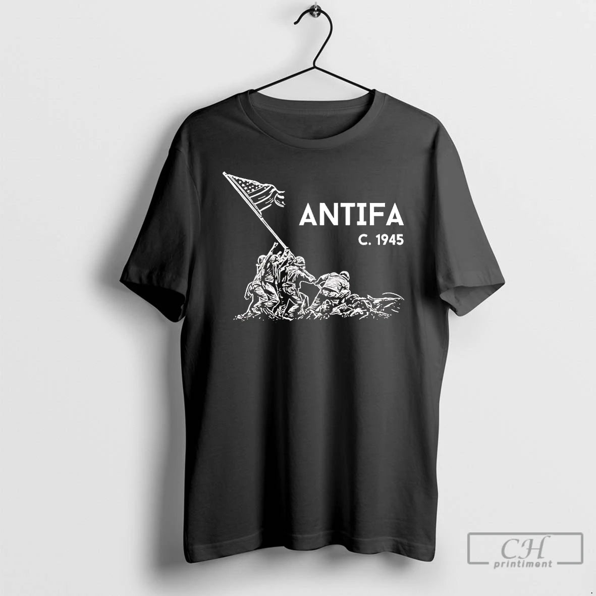 Premium Raising The Flag On Iwo Jima Antifa C 1945 T-Shirts, Hoodie, Sweatshirt | PopFlextees.com