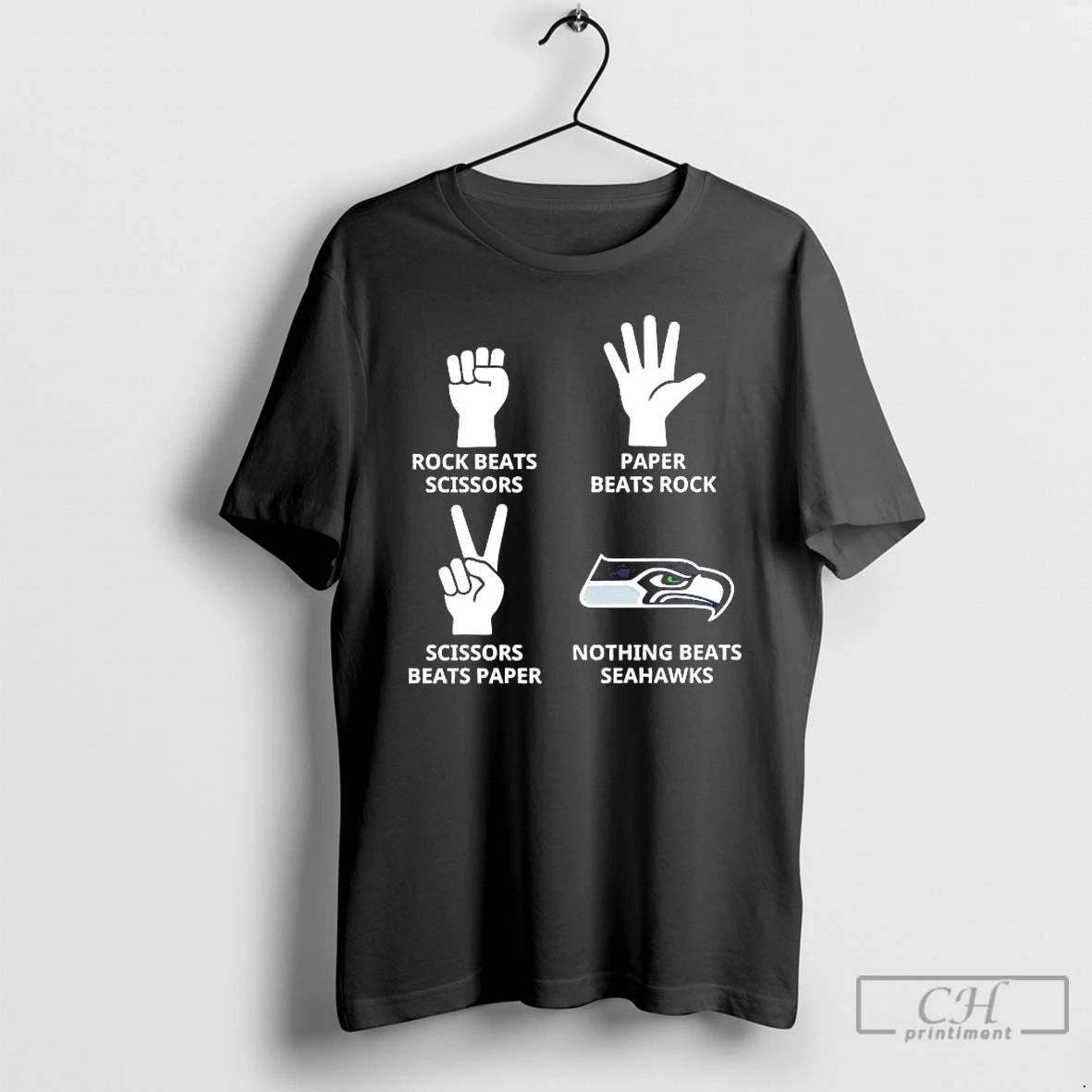 Premium Rock Beats Scissors Paper Beats Rock Nothing Beats Seahawks T-Shirts, Hoodie, Sweatshirt | PopFlextees.com