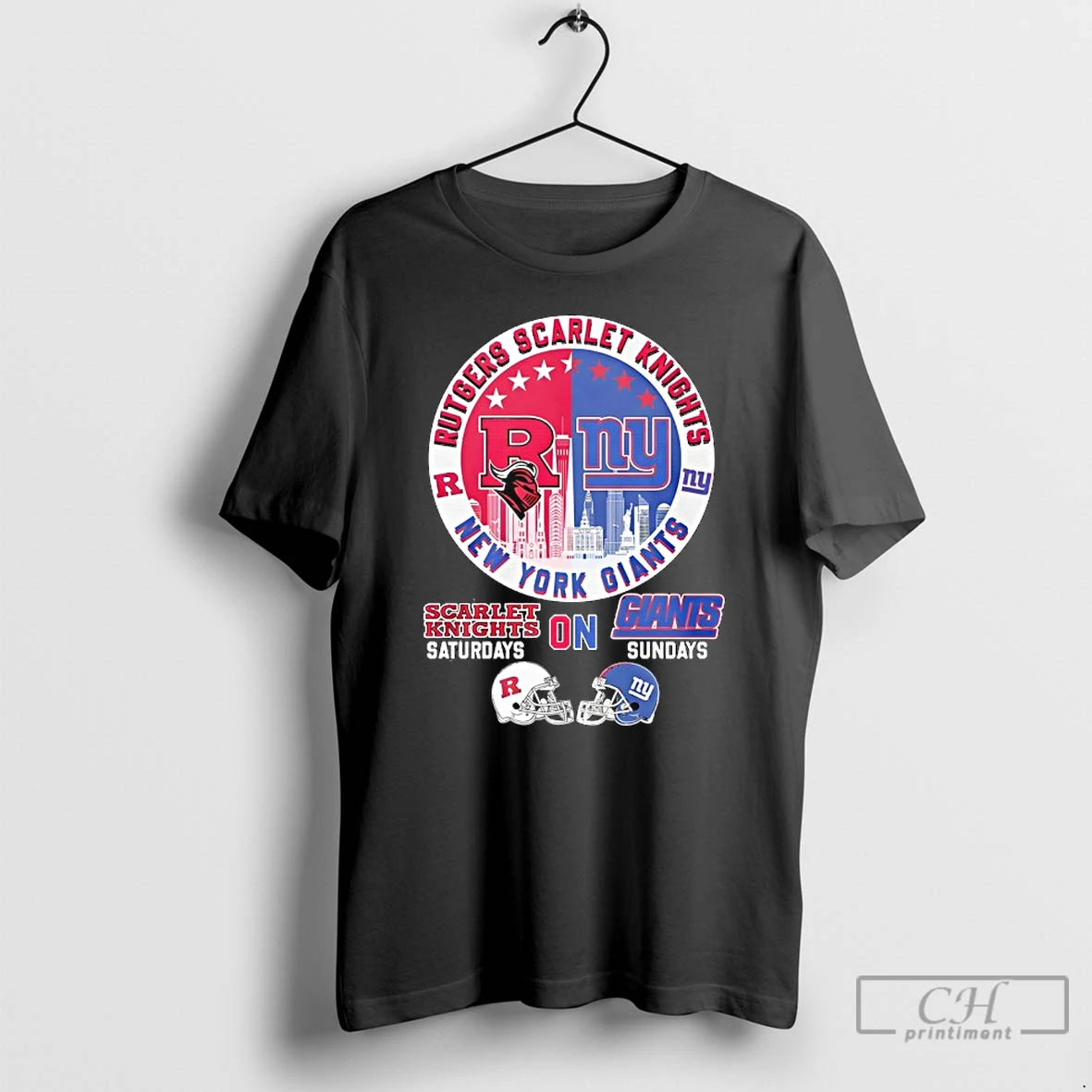 Premium Rutgers Scarlet Knights On Saturdays And New York Giants On Sundays Helmet Logo Mashup T-Shirts, Hoodie, Sweatshirt