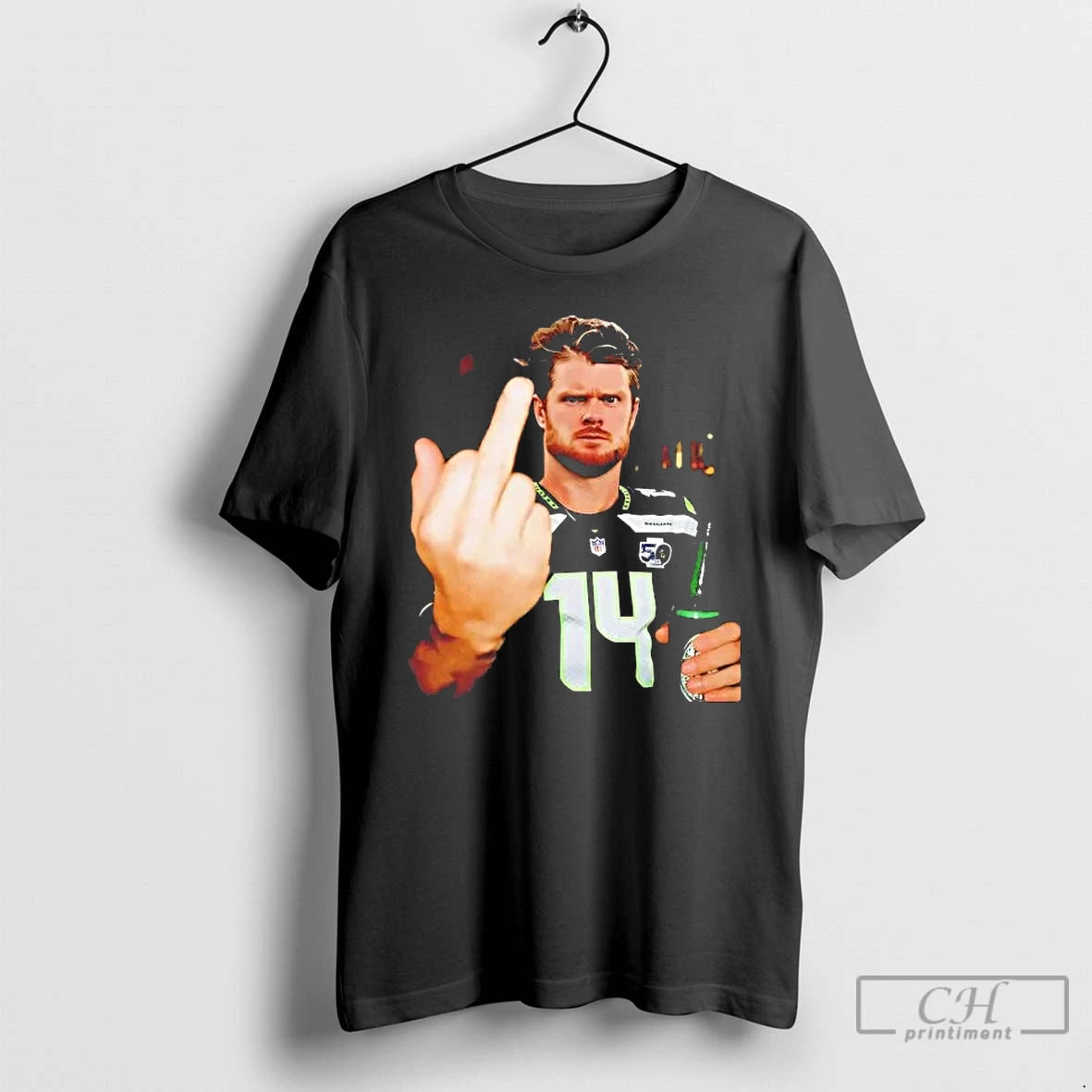 Premium Sam Darnold Drinking Middle Finger 2026 T-Shirts, Hoodie, Sweatshirt | PopFlextees.com