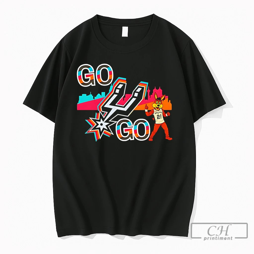 Premium San Antonio Spurs Coyote Basketball Mascot Illustration With Go Go Team Logo T Shirts