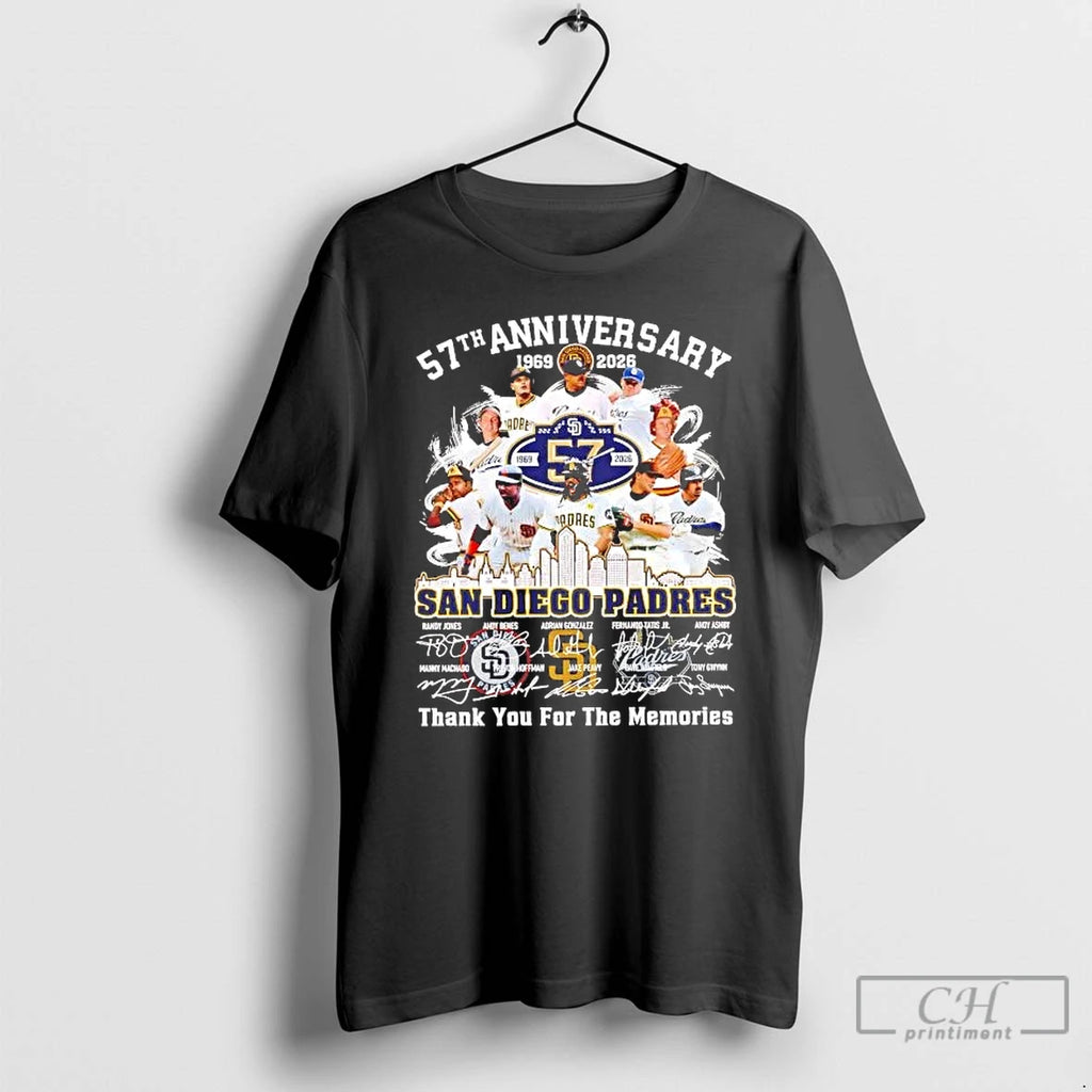 Premium San Diego Padres 57th Anniversary 1969 2026 Team Players Tee Hoodie, Sweatshirt | PopFlextees.com