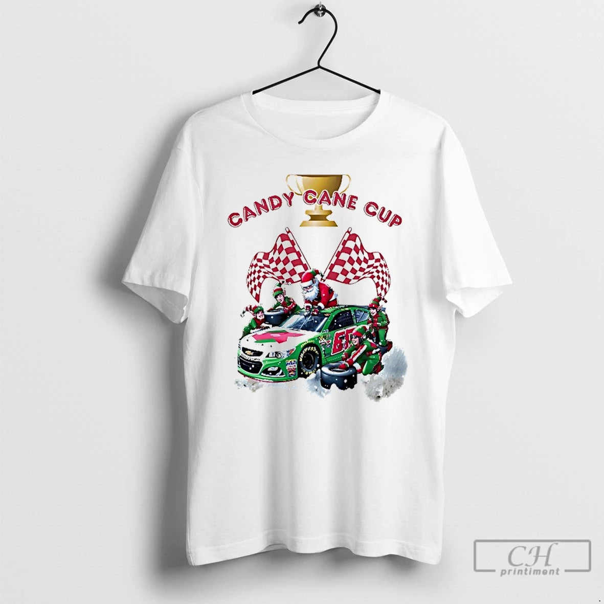 Premium Santa Claus Candy Cane Cup Racing Car Christmas T-Shirts, Hoodie, Sweatshirt | PopFlextees.com