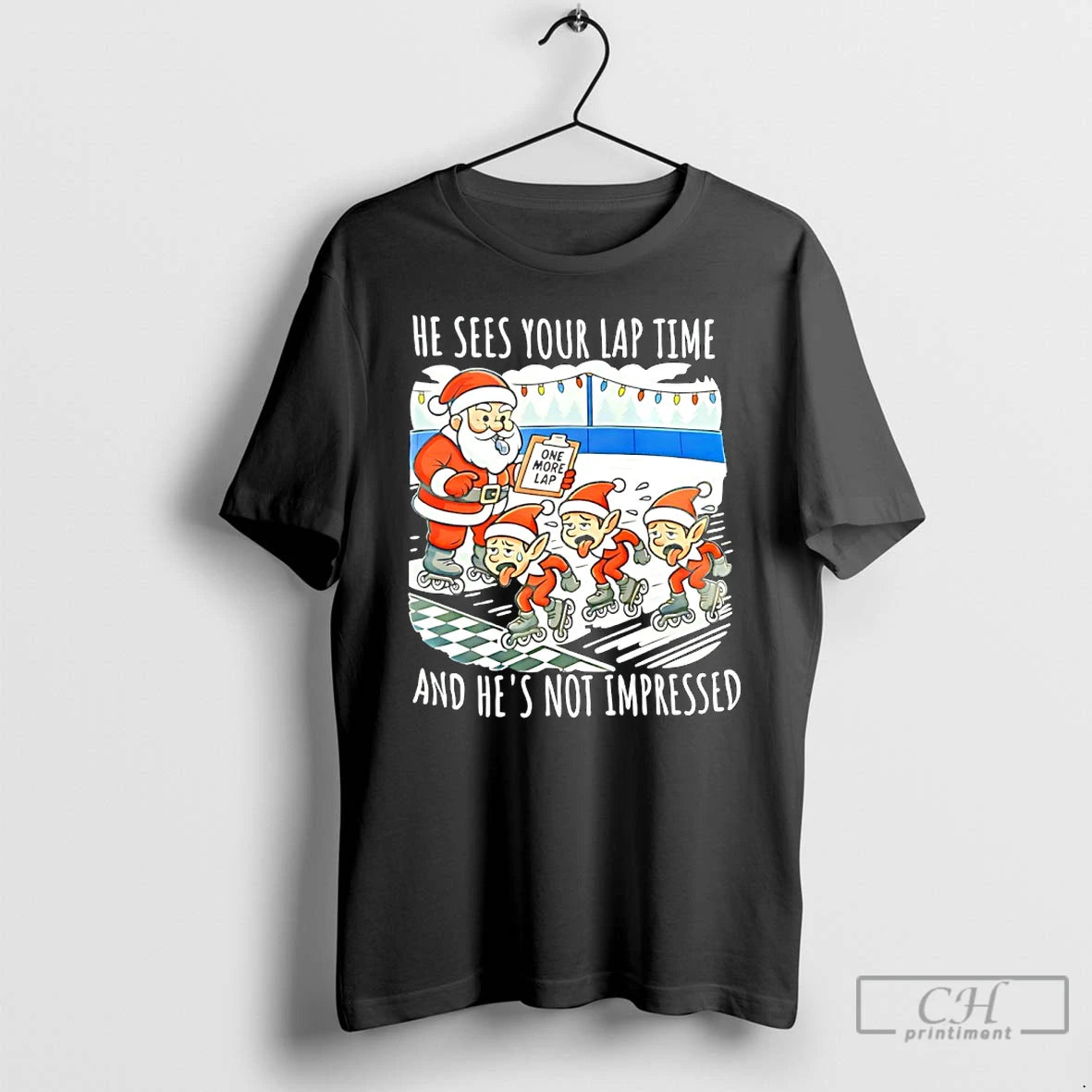 Premium Santa Claus He Sees Your Lap Time And Hes Not Impressed Christmas T Shirts Hoodie, Sweatshirt | PopFlextees.com