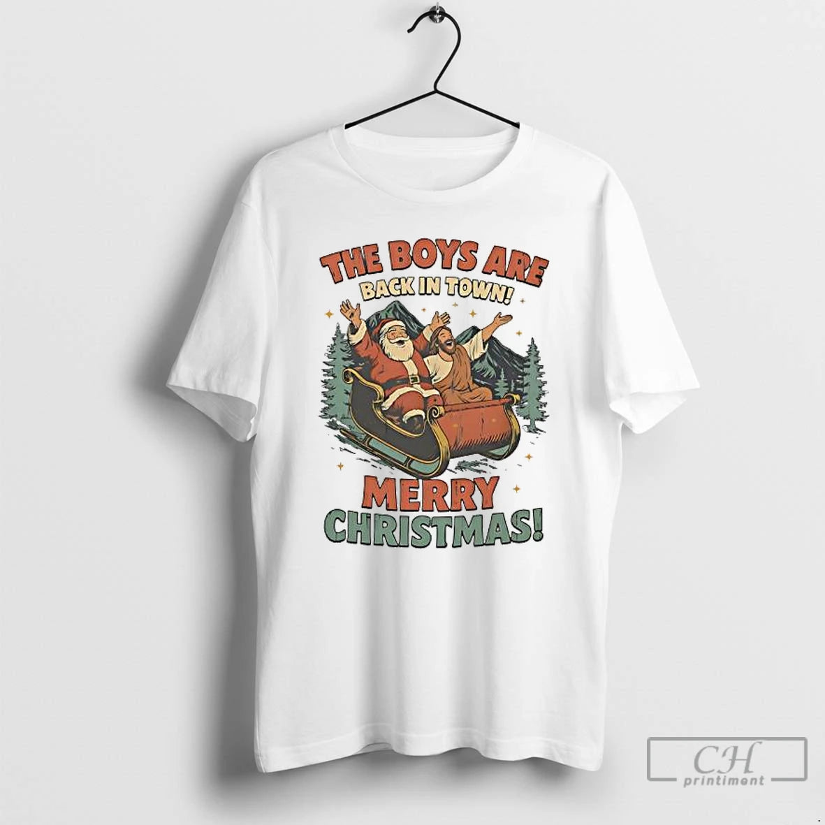 Premium Santa Jesus The Boys Are Back In Town Christmas T-Shirts, Hoodie, Sweatshirt | PopFlextees.com