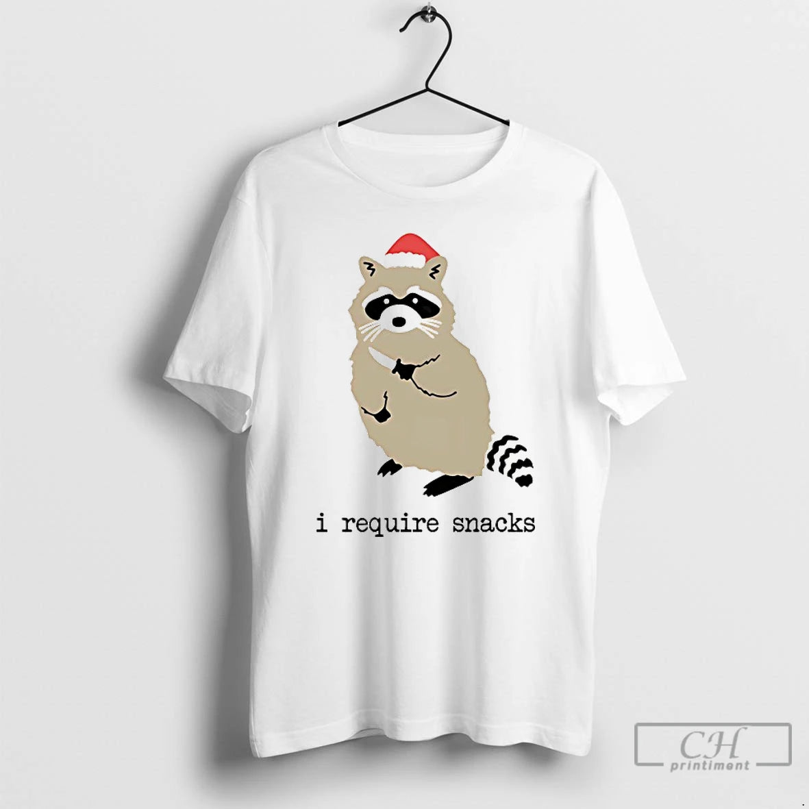 Premium Santa Raccoon I Require Snacks T-Shirts, Hoodie, Sweatshirt | PopFlextees.com