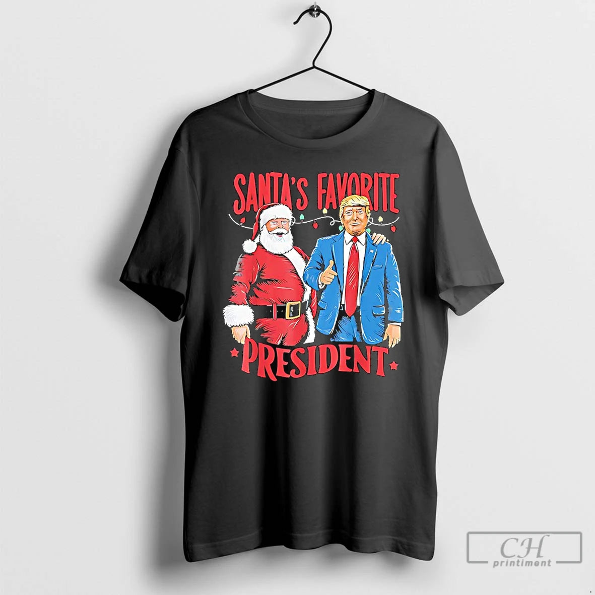 Premium Santas Favorite President Santa Trump Dance Christmas Light T-Shirts, Hoodie, Sweatshirt | PopFlextees.com