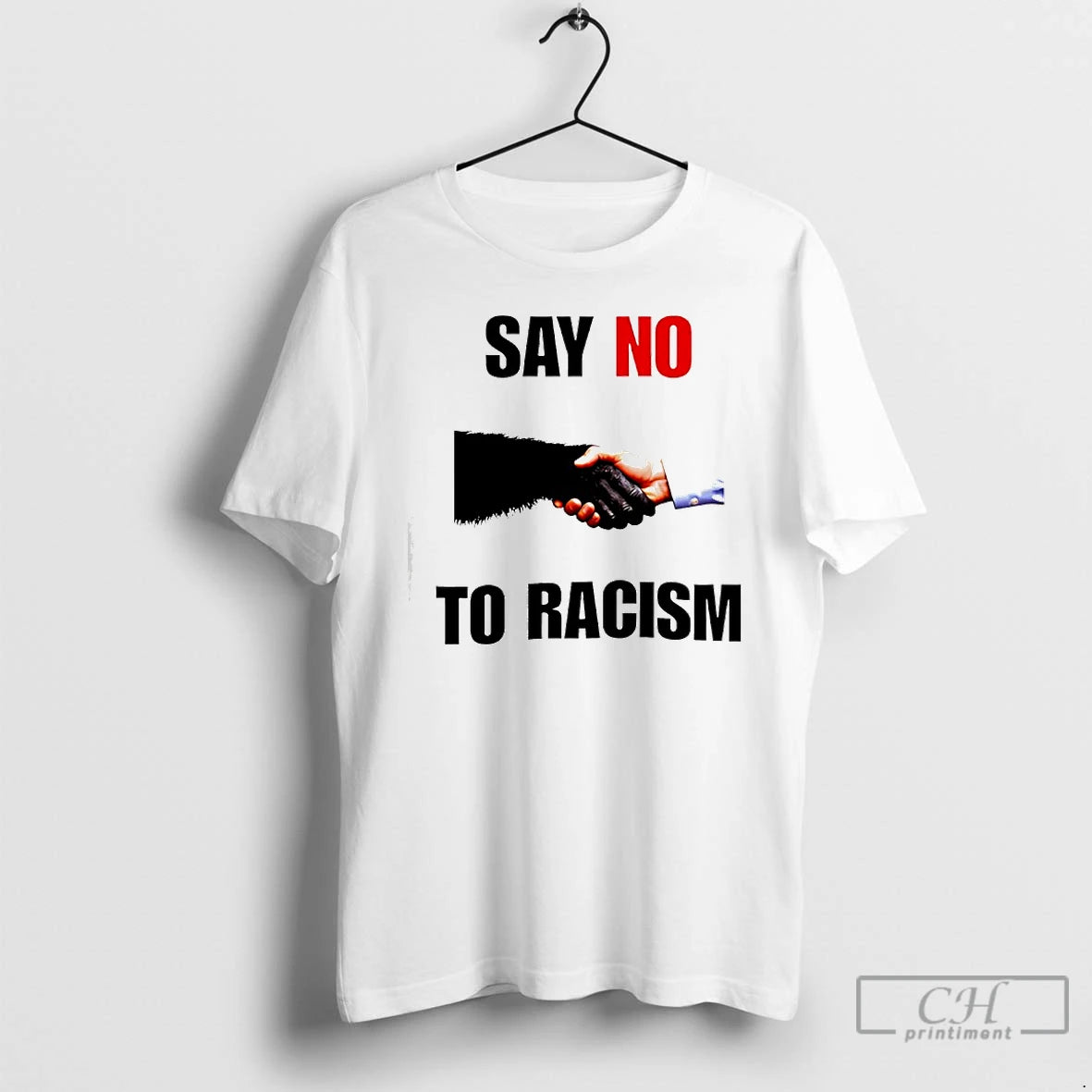 Premium Say No To Racism Bigfoot And Human T-Shirts, Hoodie, Sweatshirt | PopFlextees.com