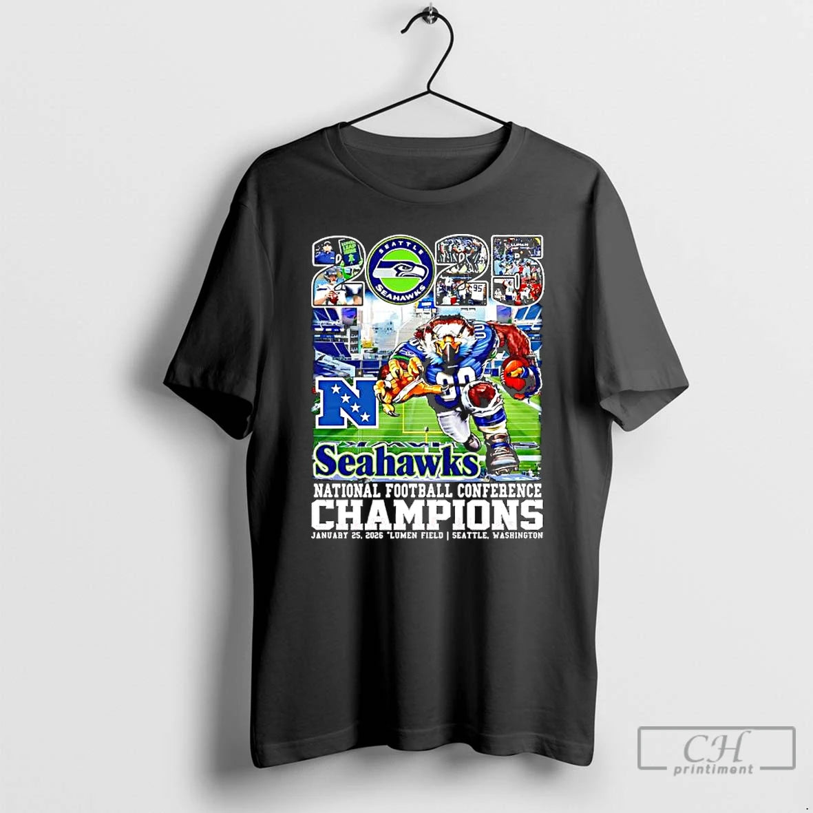 Premium Seahawks National Football Conference Champions Jan 25th 2026 Lumen Field Seattle Washington T Shirts Hoodie,...