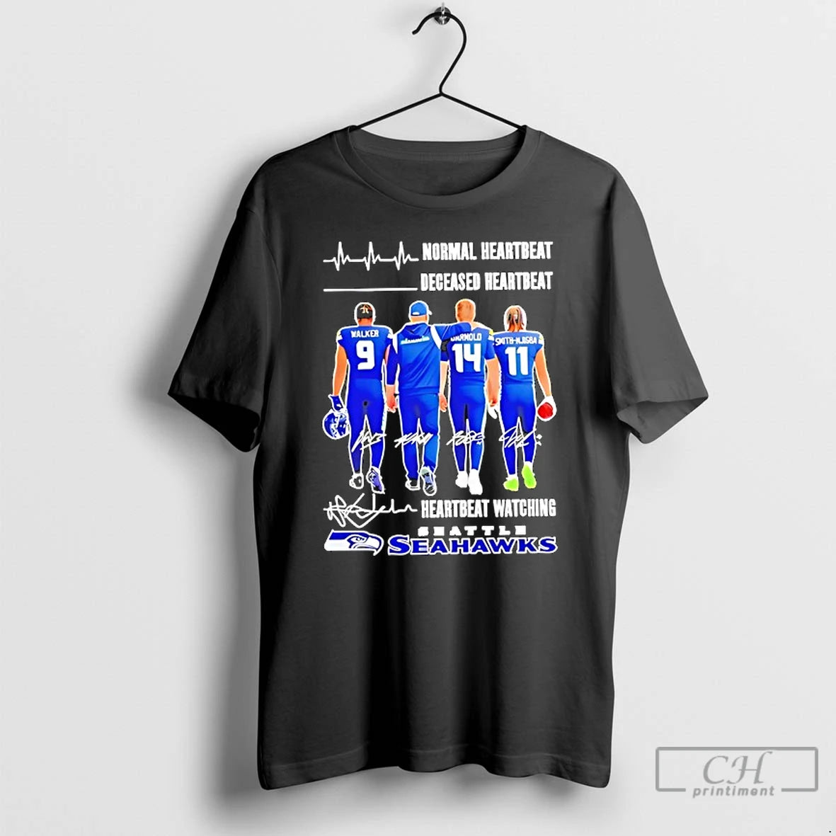 Premium Seahawks Normal Heartbeat Deceased Heartbeat Signatures T-Shirts, Hoodie, Sweatshirt | PopFlextees.com