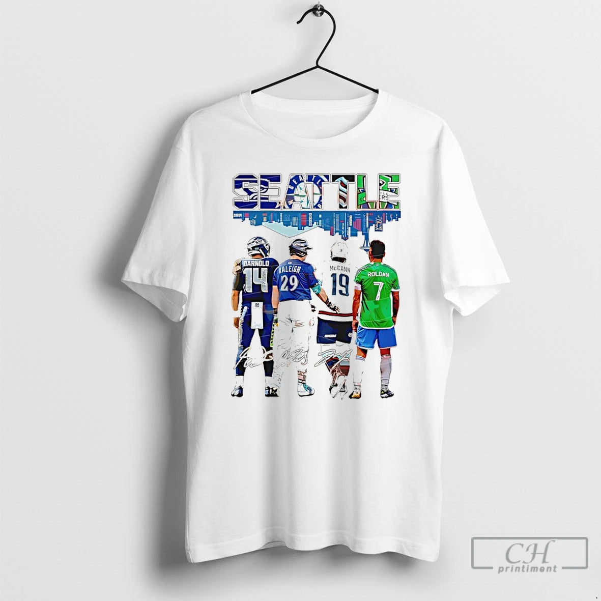 Premium Seattle Legends Sports Mix Roldan City Skyline Signatures T-Shirts, Hoodie, Sweatshirt | PopFlextees.com