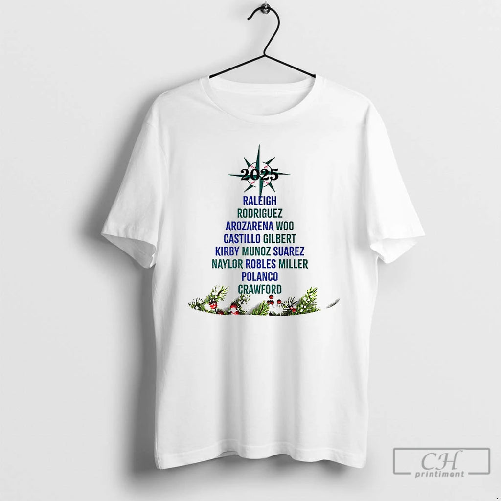 Premium Seattle Mariners Player Tree 2025 Christmas T-Shirts, Hoodie, Sweatshirt | PopFlextees.com