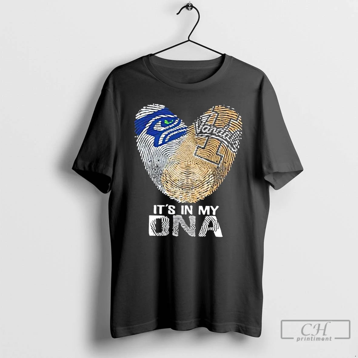 Premium Seattle Sports Seahawks X Idaho Vandals Its In My Dna Fingerprint Heart T Shirts Hoodie, Sweatshirt | PopFlextees.com