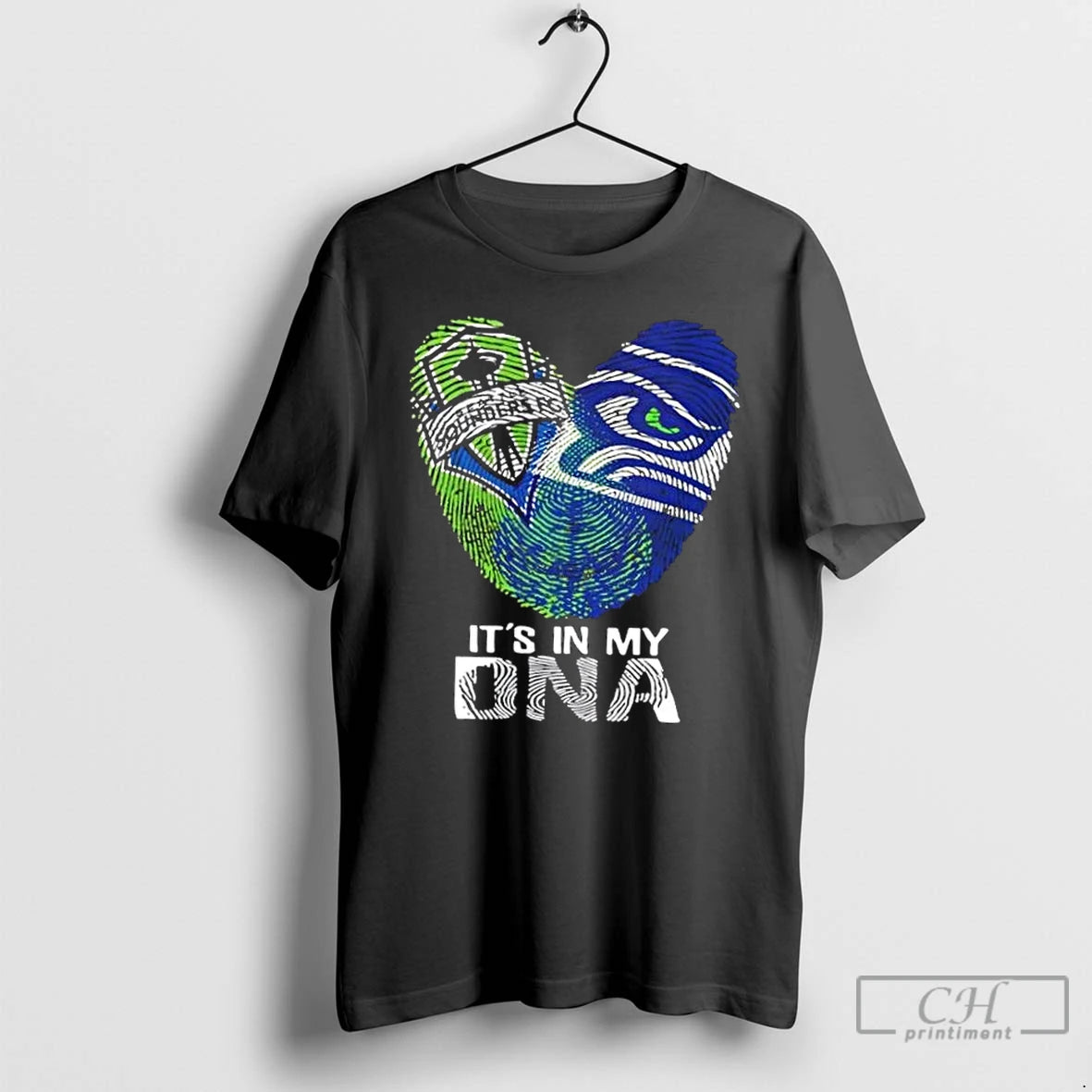 Premium Seattle Sports Sounders Fc X Seahawks Its In My Dna Fingerprint Heart T Shirts Hoodie, Sweatshirt | PopFlextees.com
