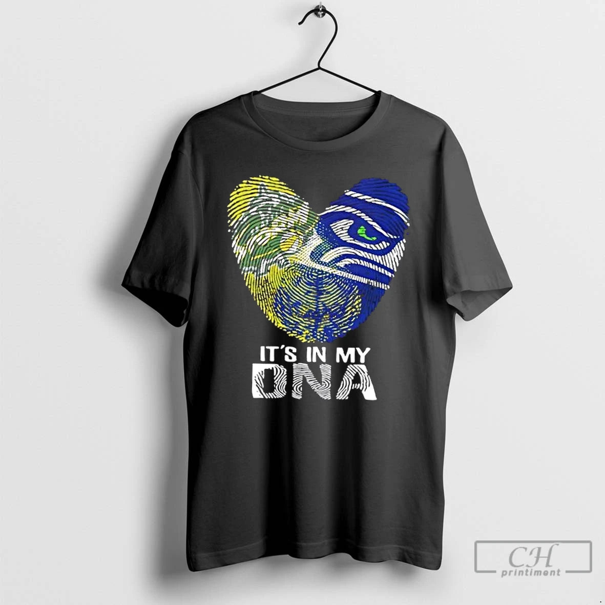 Premium Seattle Sports Storm X Seahawks Its In My Dna Fingerprint Heart T Shirts Sweater Hoodie, Sweatshirt | PopFlextees.com