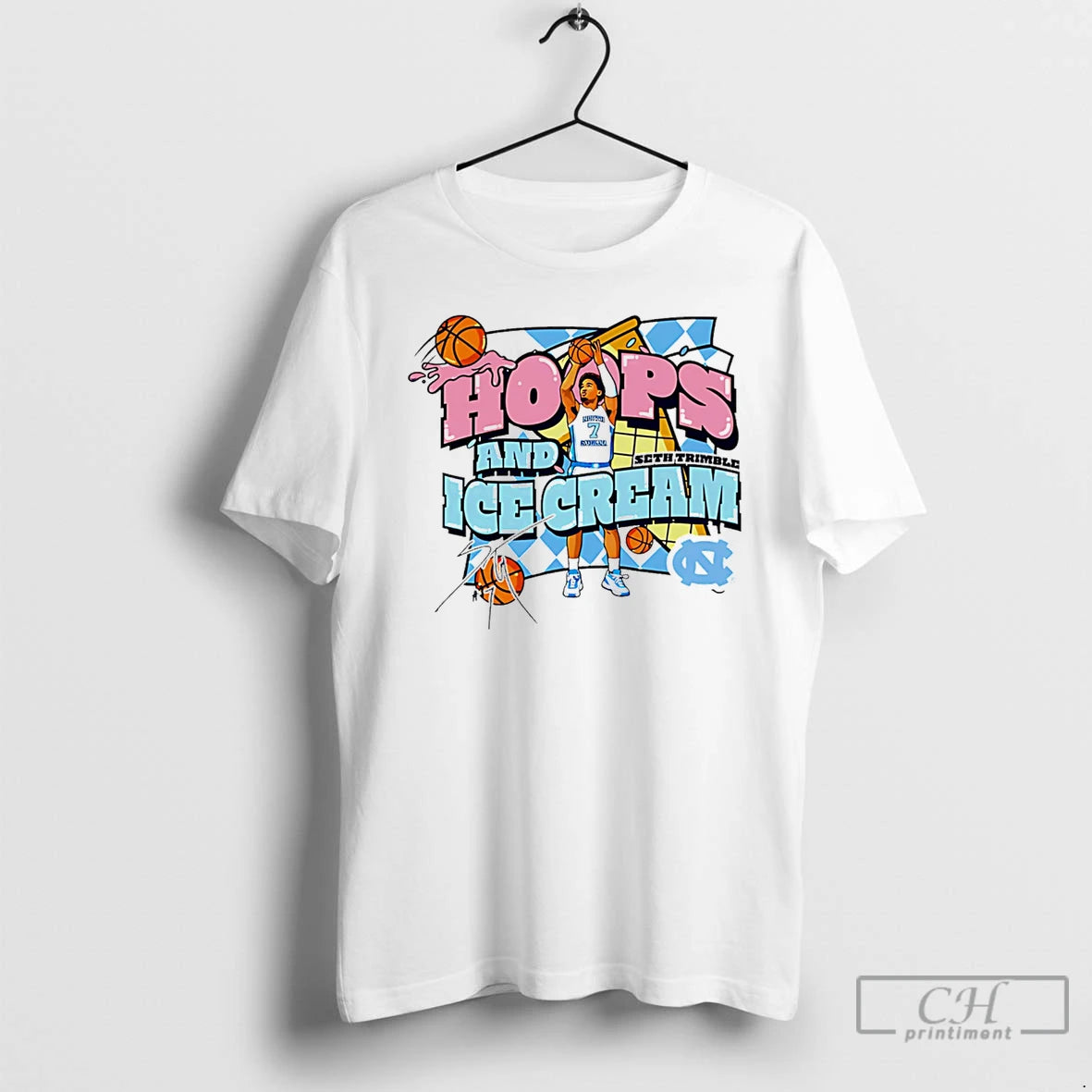 Premium Seth Trimble North Carolina Tar Heels Hoops And Ice Cream T-Shirts, Hoodie, Sweatshirt | PopFlextees.com