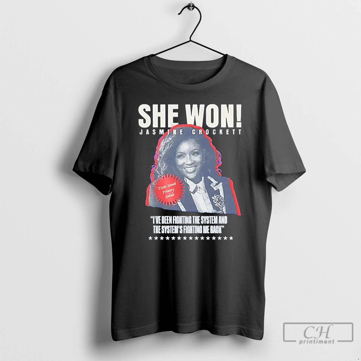 Premium She Won Jasmine Crockett T-Shirts, Hoodie, Sweatshirt | PopFlextees.com