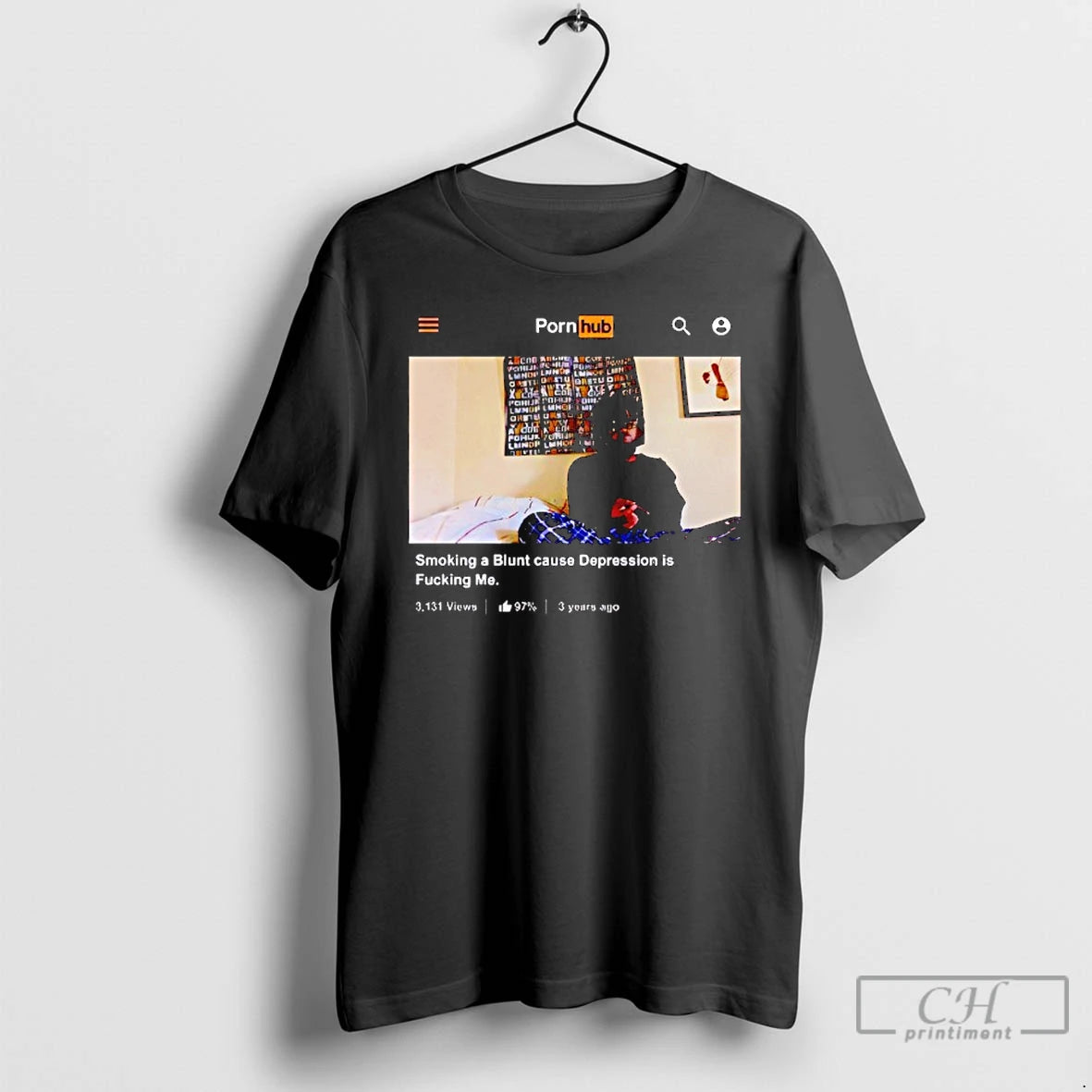 Premium Smoking A Blunt Cause Depression Is Fucking Me Pornhub T-Shirts, Hoodie, Sweatshirt | PopFlextees.com