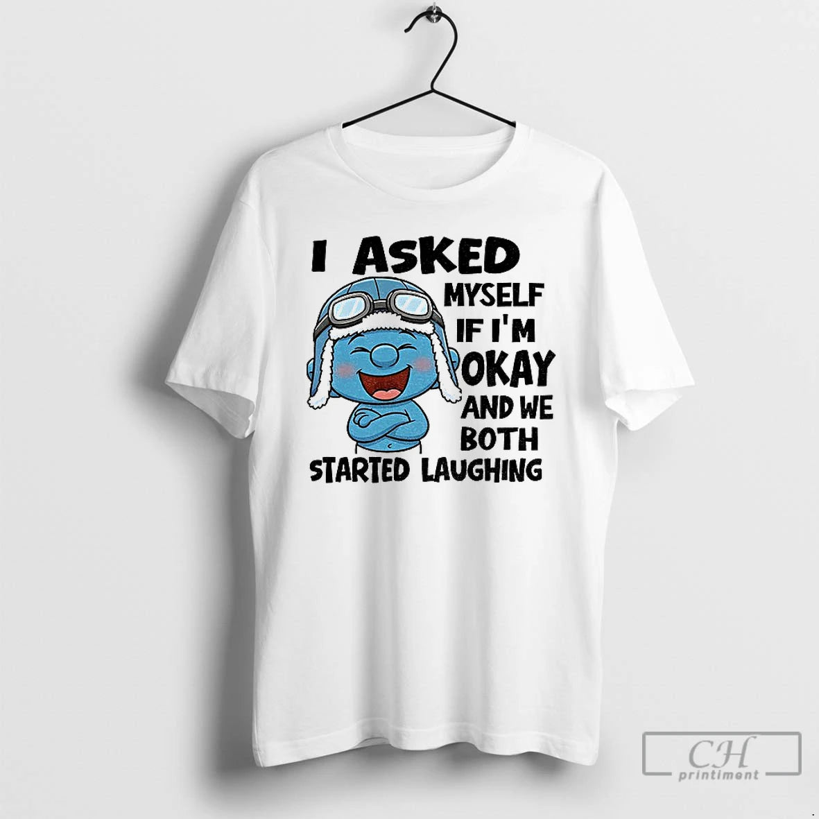 Premium Smurf I Asked Myself If Im Okay And We Both Started Laughing T Shirts Hoodie, Sweatshirt | PopFlextees.com