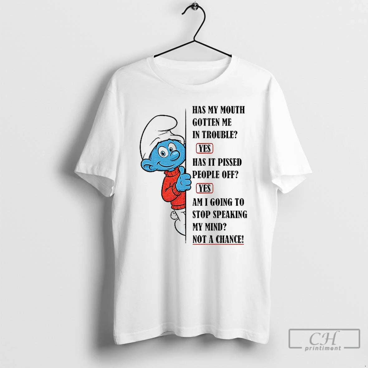 Premium Smurf Has My Mouth Gotten Me In Trouble Yes Has It Pissed People Off T-Shirts, Hoodie, Sweatshirt | PopFlextees.com