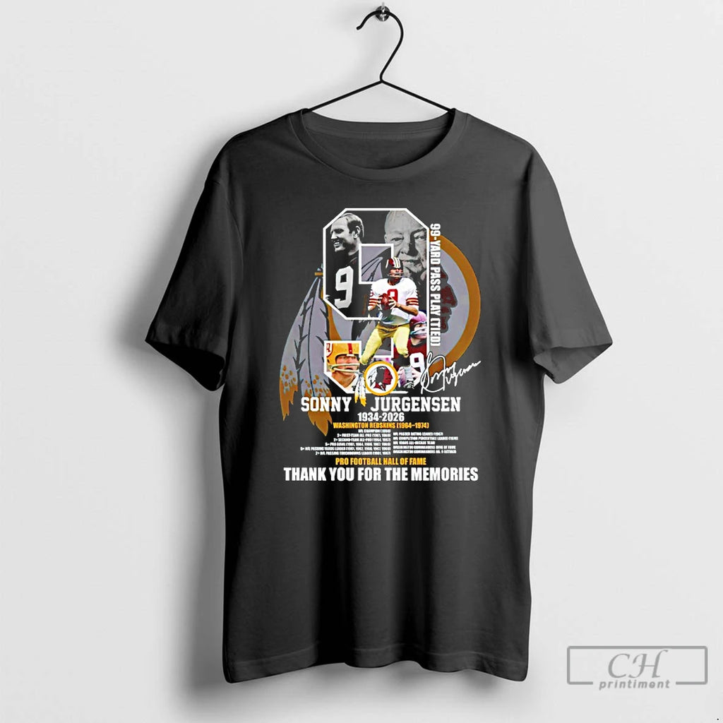 Premium Sonny Jurgensen 1934 2026 Washington Redskins 99 Yard Pass Play Signature Thank You For T-Shirts, Hoodie, Sweatshirt