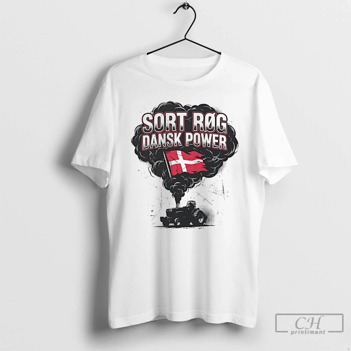 Premium Sort Rog Dansk Power Traktortraek T-Shirts, Hoodie, Sweatshirt | PopFlextees.com