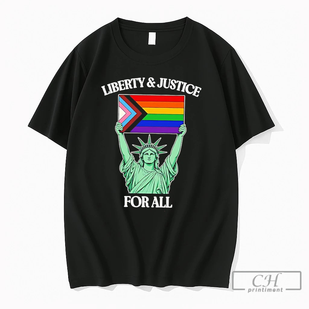 Premium Statue Of Liberty Holding Progress Pride Flag Tee