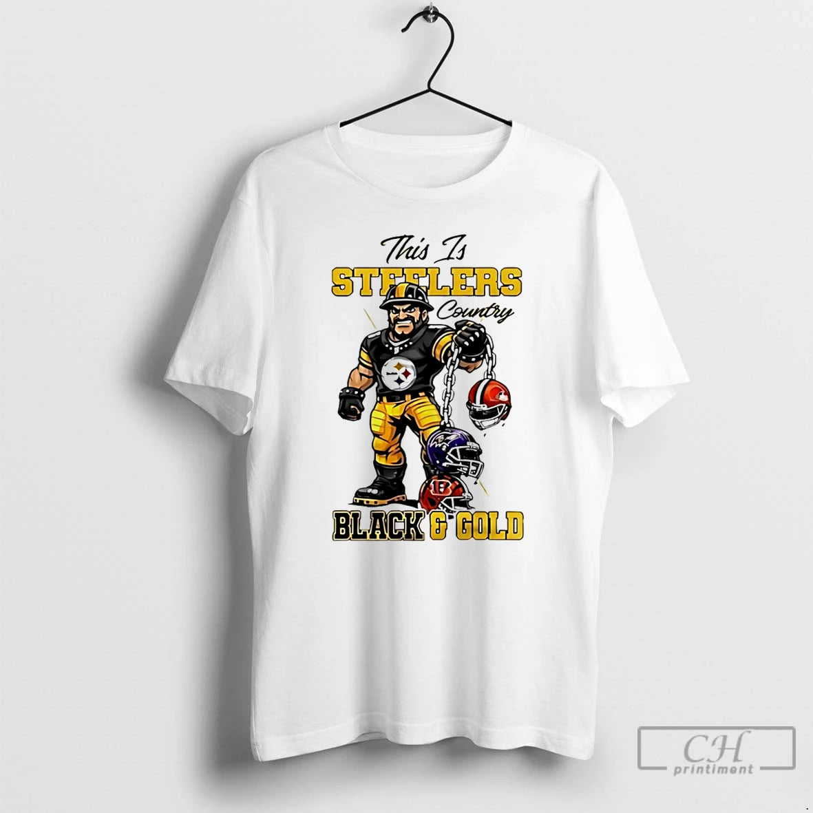 Steelers Afc North Champions 2025 Mascot Black Gold T-Shirts, Hoodie, Sweatshirt