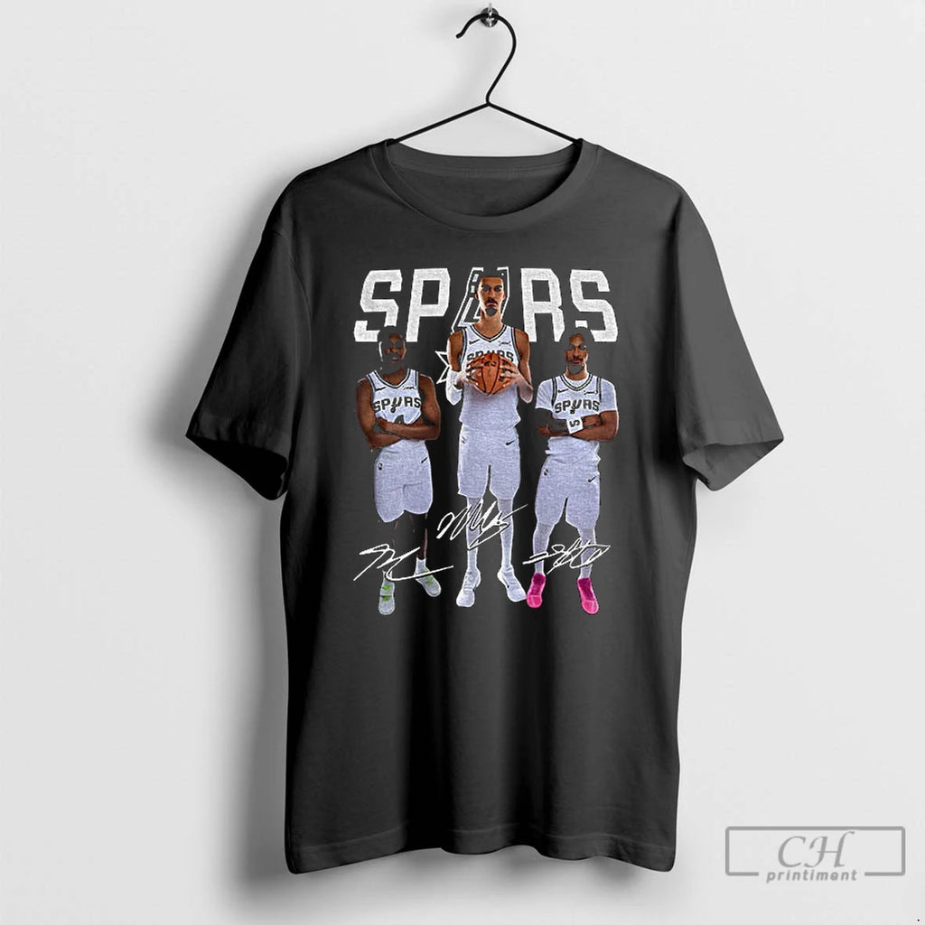 Premium Stephon Castle Victor Wembanyama And Deaaron Fox Big 3 San Antonio Spurs Signatures T-Shirts, Hoodie, Sweatshirt