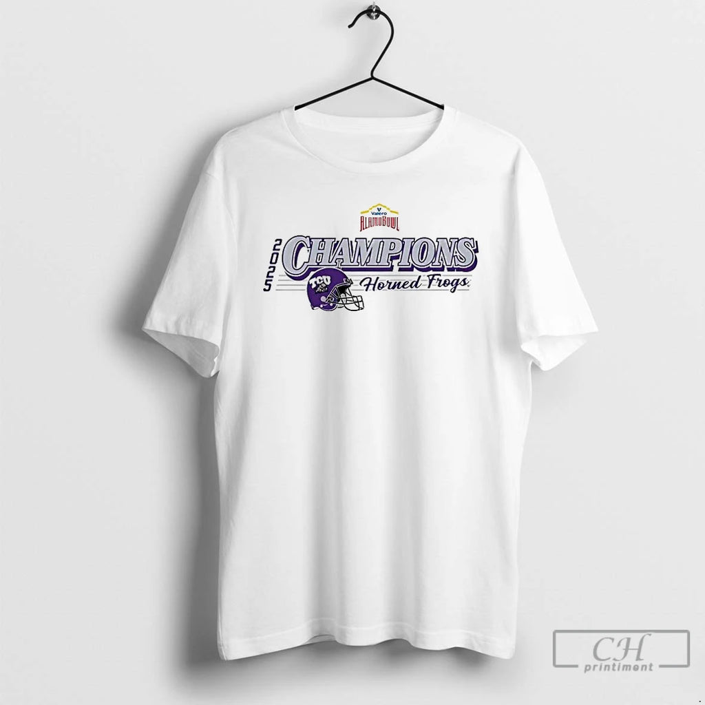 Premium Tcu Horned Frogs 2025 Alamo Bowl Champions Helmet T-Shirts, Hoodie, Sweatshirt | PopFlextees.com
