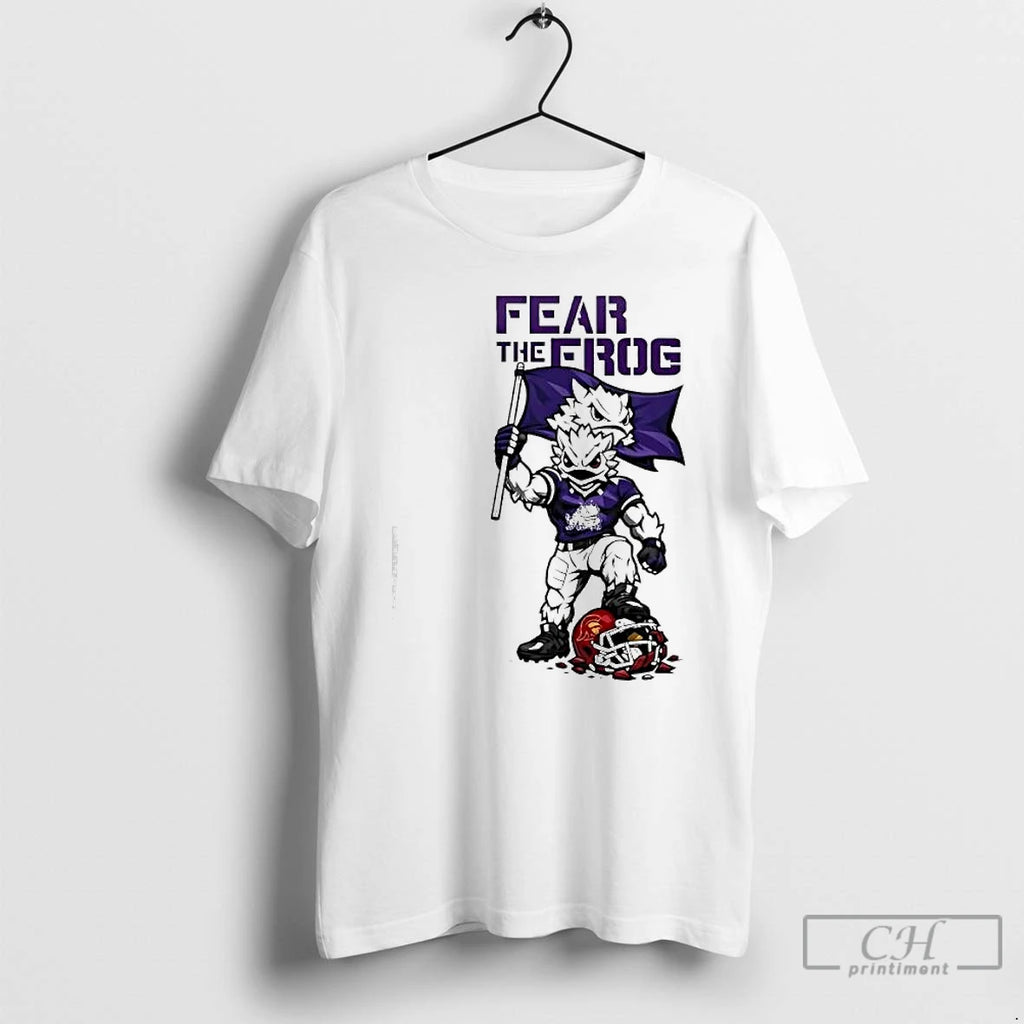 Premium Tcu Horned Frogs Fear The Frog With Superfrog Mascot T-Shirts, Hoodie, Sweatshirt | PopFlextees.com