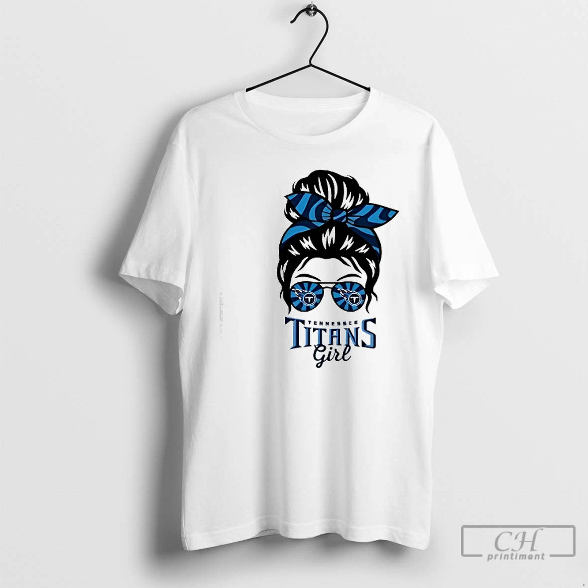 Premium Tennessee Titans Girl Messy Bun Glasses T-Shirts, Hoodie, Sweatshirt | PopFlextees.com